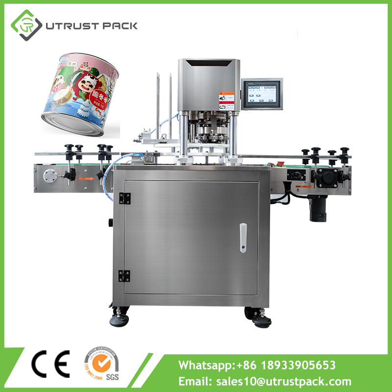 Industrial Automatic Equals Canning Foods PET Plastic Jar Paper Tube Can Sealer Machine