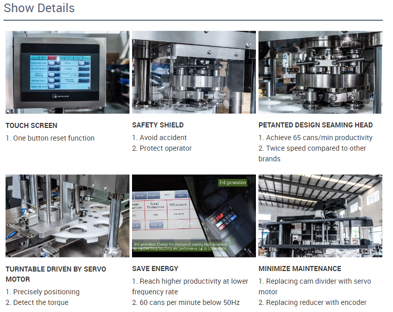 details of automatic can sealer machine