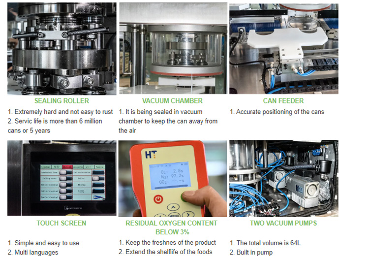 automatic vacuum nitrogen can sealing machine