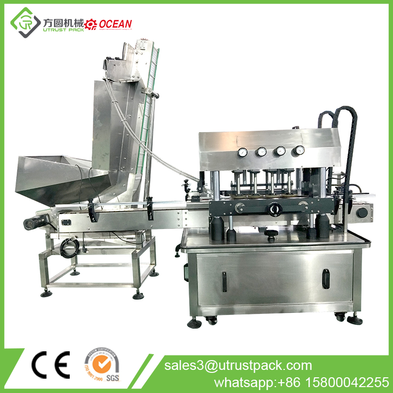 Automatic Lug Cap Feeder Glass Bottle Capping Machine Bottle Capper