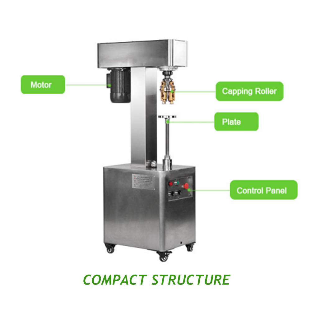 Height 35 to 300mm Green Oil Glass Bottle Close Aluminum Olive Oil Cap Sealing Machine