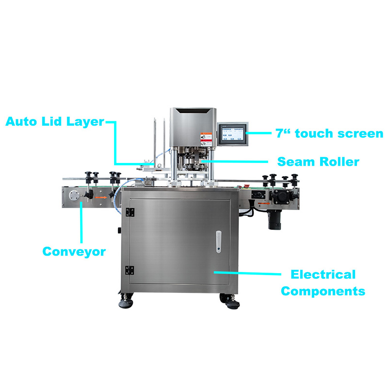 Automatic industrial tomato paste mango meat food fish sardines tin can canning machine for sale
