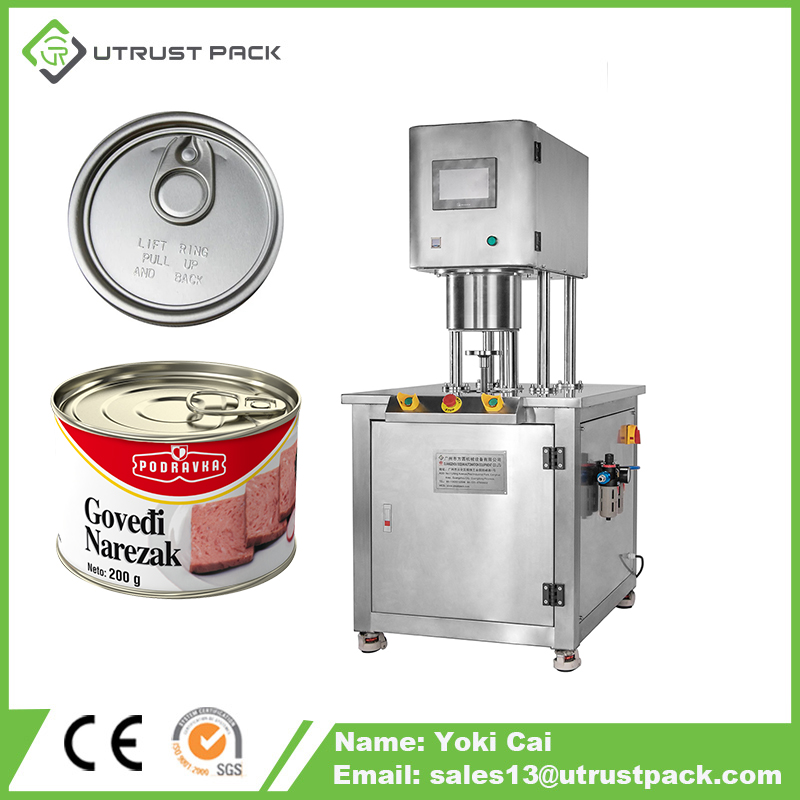 ring pull easy open vartical industrial pork luncheon chicken breast meat food can vacuum sealing machine