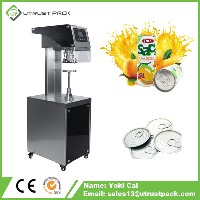 Semi auto aluminum lid pop boba carbonated drinks beverage soda tin plastic can sealing machine