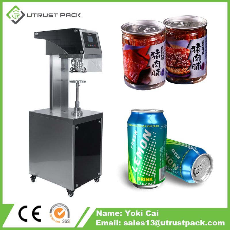 Carbonated soft drink metal canning lids semi automatic aluminum plastic beverage bottle can sealing machine
