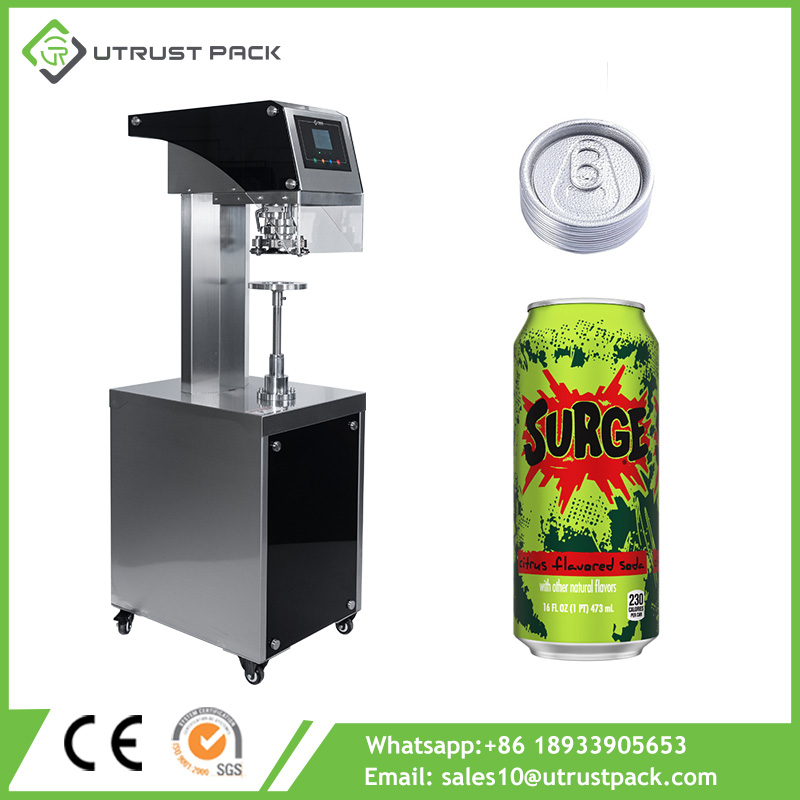 Semi Automatic Carbonated Soft Drink Canning Machinery Beverage Ring Pull Can Sealer Machine