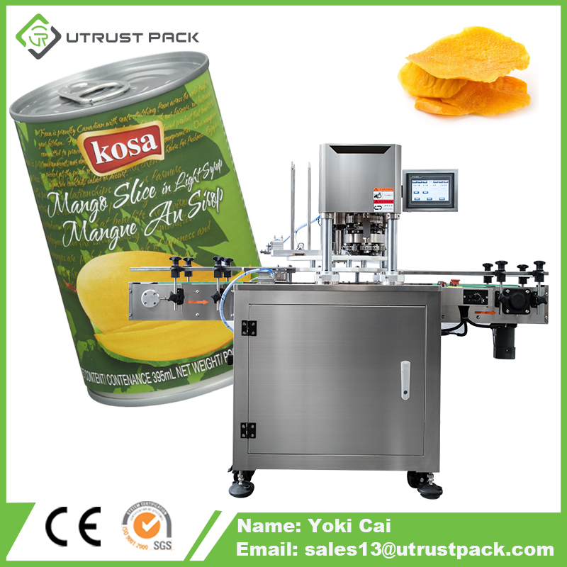 Automatic industrial tomato paste mango meat food fish sardines tin can canning machine for sale