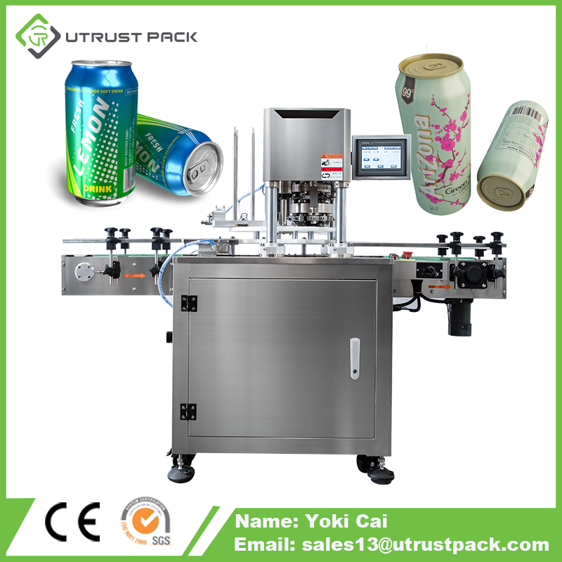 Aluminim tin plastic metal jar carbonated soft energy drink coffee soda ring pull tab can sealer machine