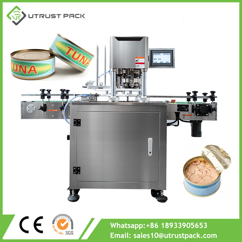 Automatic Food Can Lid Sealing Machine 153mm Big Tuna Can Sealer