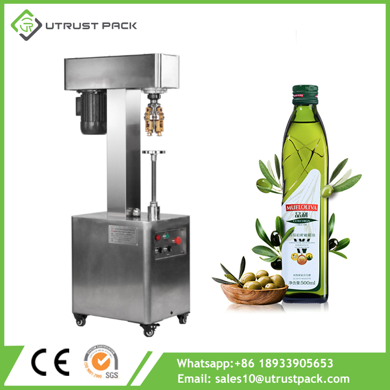 Height 35 to 300mm Green Oil Glass Bottle Close Aluminum Olive Oil Cap Sealing Machine