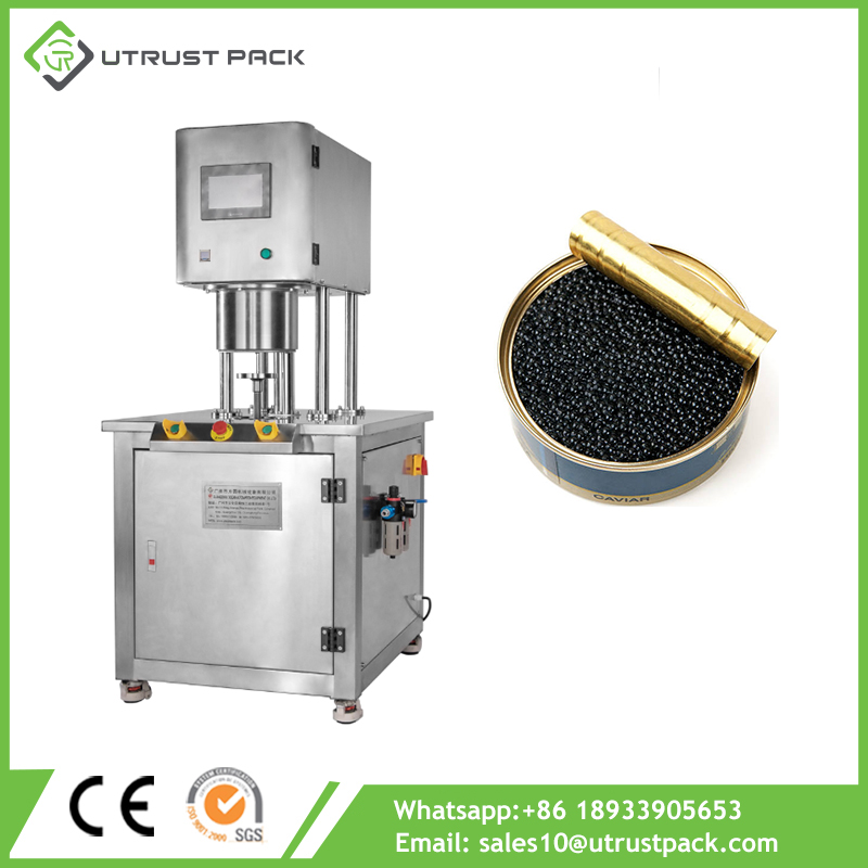 Vacuum Nitrogen Filling Semi Auto Food Caviar Metal Jar Tin Can Sealing Machine