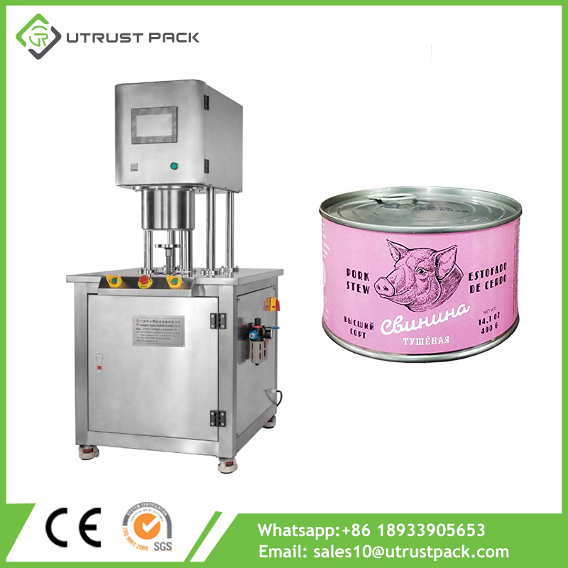 Commercial fast food tin cans semi automatic vacuum nitrogen inject sealing machine