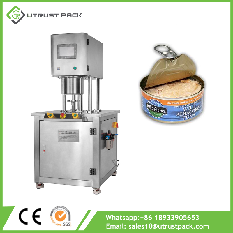 Manual Vacuum Nitrogen Flushing Plastic Container Fish Tin Can Sealer Sealing Machine