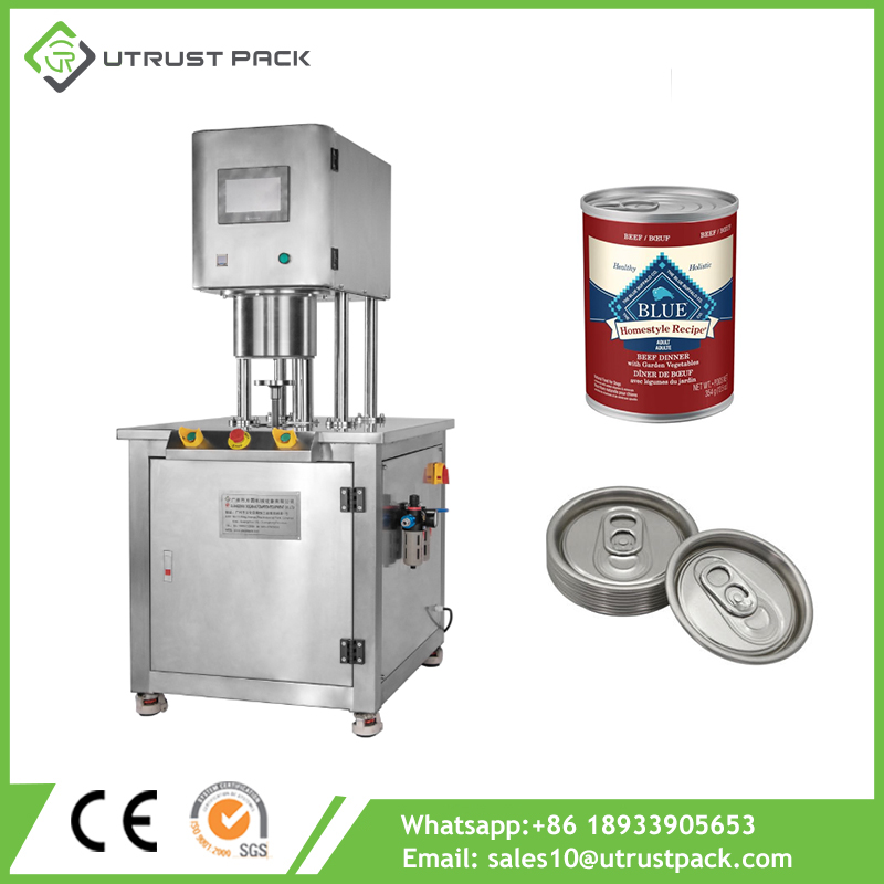 Dried Rose Popcorn Snack Food Semi Automatic Vacuum Nitrogen Flushing Tin Can Sealing Machine