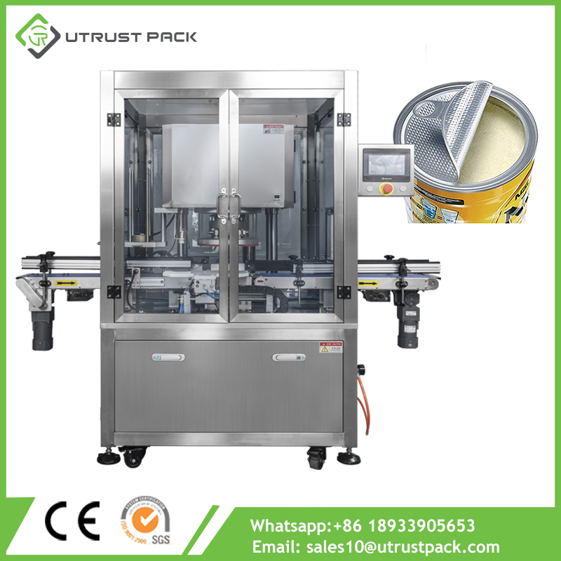 Full Automatic Milk Powder Vacuum Nitrogen Flushing Metal Tin Can Sealing Machine